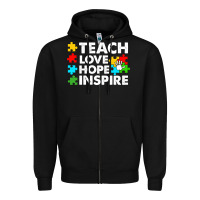 Black Teach Love Hope Inspire Zipper Hoodie - CowhideDigitalArt