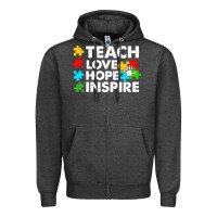 Charcoal Heather Teach Love Hope Inspire Zipper Hoodie - CowhideDigitalArt