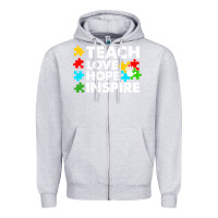 Heather Grey Teach Love Hope Inspire Zipper Hoodie - CowhideDigitalArt