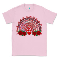 Bubblegum Pink valentines day rainbow with roses Classic Tee - RanaPortraitStore