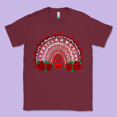 Valentines Day Rainbow With Roses Classic Tee Designed By Ranaportraitstore