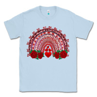 Dusty Blue valentines day rainbow with roses Classic Tee - RanaPortraitStore