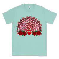 Seafoam valentines day rainbow with roses Classic Tee - RanaPortraitStore