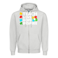 Dove Grey Teach Love Hope Inspire Zipper Hoodie - CowhideDigitalArt