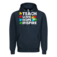 Navy Teach Love Hope Inspire Zipper Hoodie - CowhideDigitalArt