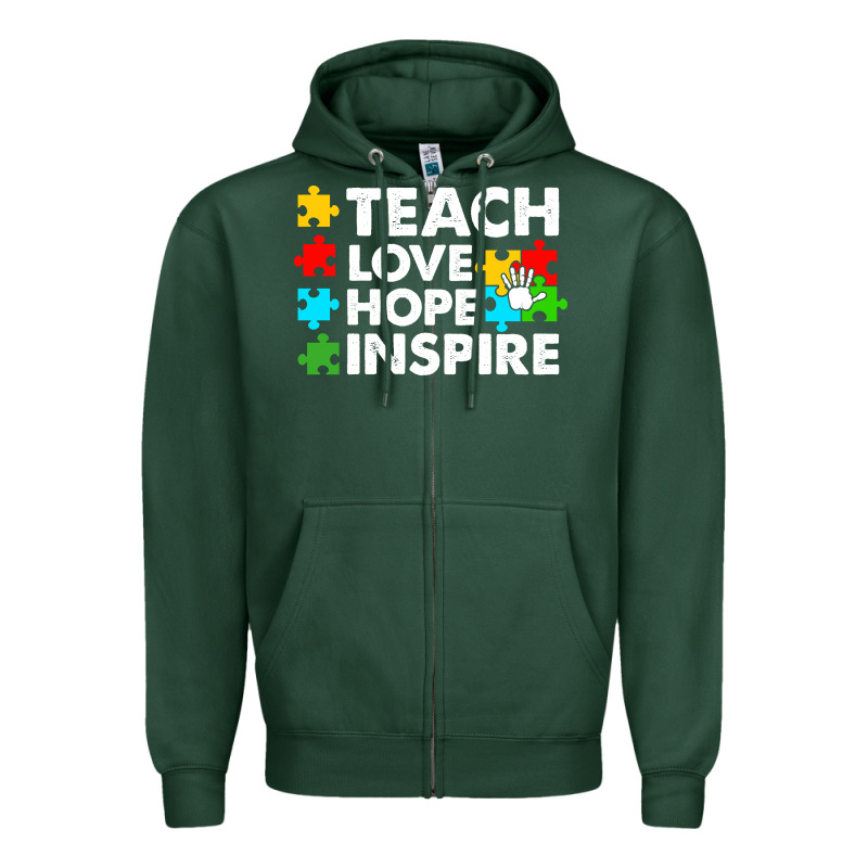 Teach Love Hope Inspire Zipper Hoodie by CowhideDigitalArt | Teevron