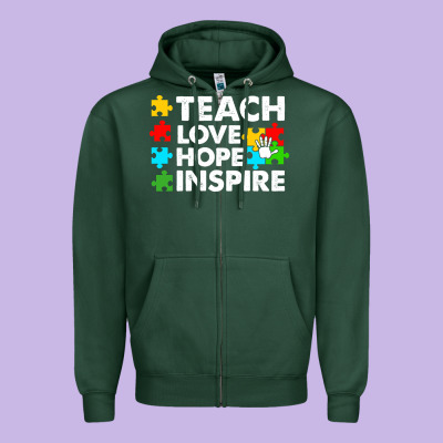 Teach Love Hope Inspire Zipper Hoodie Designed By Cowhidedigitalart