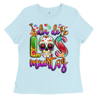 Baby Blue dia de los muertos Ladies Tee - LillyAllenDesigns