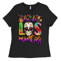 Black dia de los muertos Ladies Tee - LillyAllenDesigns