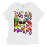 White dia de los muertos Ladies Tee - LillyAllenDesigns
