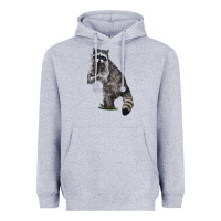 Heather Grey Raccoon Illustrations Heavyweight Hoodie - LillyAllenDesigns