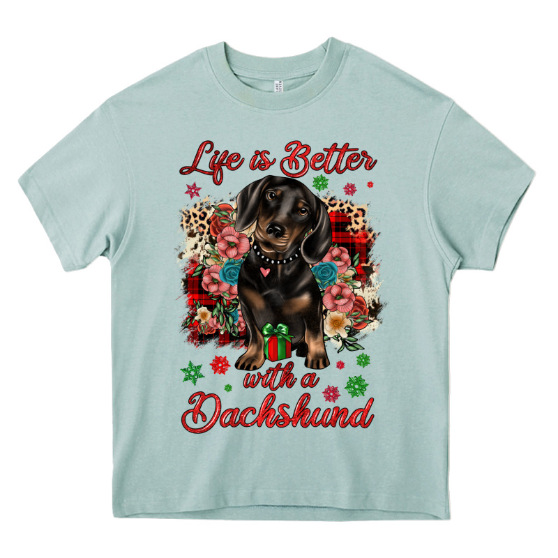 Christmas Life Is Better With A Dachshund Heavy Core Tee by JahusDesignShop | Teevron