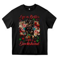 Black Christmas life is better with a dachshund Heavy Core Tee - JahusDesignShop