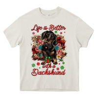 Cream Christmas life is better with a dachshund Heavy Core Tee - JahusDesignShop