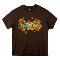 Chocolate Brown thankful pumpkins Heavy Core Tee - MaliasSmallBusiness