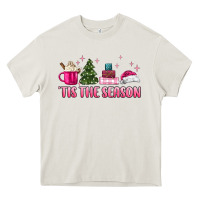 Cream tis the season pink christmas Heavy Core Tee - MaliasSmallBusiness