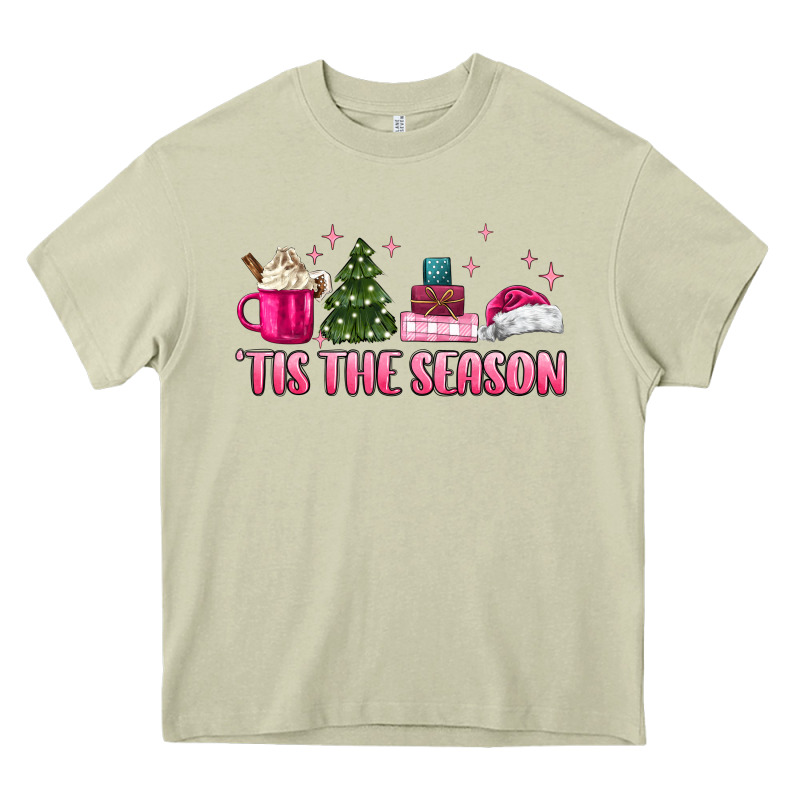 Tis The Season Pink Christmas Heavy Core Tee by MaliasSmallBusiness | Teevron