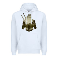 White the witcher geralt hero sword companion minima list illusion art Premium Hoodie - tuanDangUi