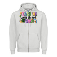 Dove Grey Teaching Lucky Charms Zipper Hoodie - CowhideDigitalArt