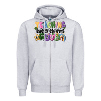 Heather Grey Teaching Lucky Charms Zipper Hoodie - CowhideDigitalArt
