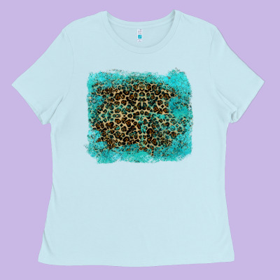 Leopard Turquoise Ladies Tee Designed By Ranaportraitstore