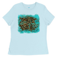 Baby Blue leopard turquoise Ladies Tee - RanaPortraitStore