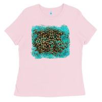 Bubblegum Pink leopard turquoise Ladies Tee - RanaPortraitStore