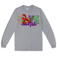 Heather Grey love crawfish mardi gras Long Sleeve Tee - CowGirlArtShop