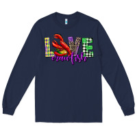 Navy love crawfish mardi gras Long Sleeve Tee - CowGirlArtShop