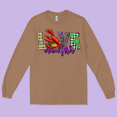 Love Crawfish Mardi Gras Long Sleeve Tee Designed By Cowgirlartshop