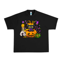 Black Black cat pumpkin Urban Heavy Tee - NancyCooperArtShop