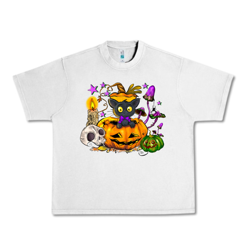 Black Cat Pumpkin Urban Heavy Tee by NancyCooperArtShop | Teevron