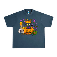 Midnight Navy Black cat pumpkin Urban Heavy Tee - NancyCooperArtShop
