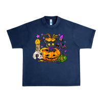 Navy Black cat pumpkin Urban Heavy Tee - NancyCooperArtShop
