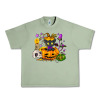 Oil Green Black cat pumpkin Urban Heavy Tee - NancyCooperArtShop