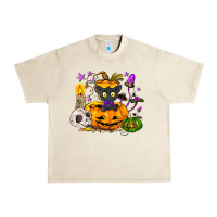 Sandshell Black cat pumpkin Urban Heavy Tee - NancyCooperArtShop