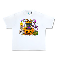 White Black cat pumpkin Urban Heavy Tee - NancyCooperArtShop