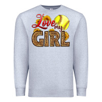 Heather Grey Love My Girl Softball Premium Sweatshirt - LillyAllenDesigns
