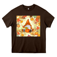 Chocolate Brown fall gnome Heavy Core Tee - MaliasSmallBusiness