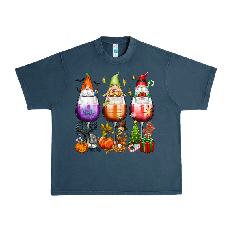 Hallothanksmas Wine Glasses And Gnomes Urban Heavy Tee by texasbilliewilder | Teevron