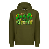 Army Green lucky and blessed Premium Hoodie - FaDigitalArtStudio