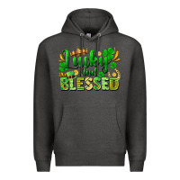 Charcoal Heather lucky and blessed Premium Hoodie - FaDigitalArtStudio
