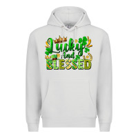 Dove Grey lucky and blessed Premium Hoodie - FaDigitalArtStudio