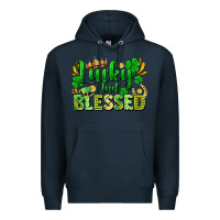 Navy lucky and blessed Premium Hoodie - FaDigitalArtStudio
