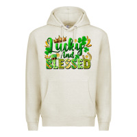 Oatmeal Heather lucky and blessed Premium Hoodie - FaDigitalArtStudio