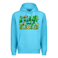 Ocean Blue lucky and blessed Premium Hoodie - FaDigitalArtStudio