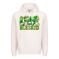 Pale Pink lucky and blessed Premium Hoodie - FaDigitalArtStudio