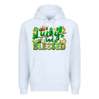 White lucky and blessed Premium Hoodie - FaDigitalArtStudio