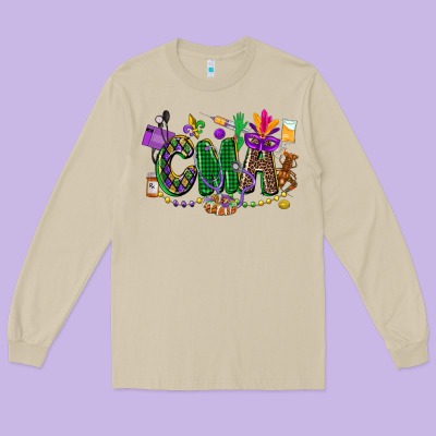Cma Mardi Gras Cowgirl Long Sleeve Tee Designed By Cowgirlartshop