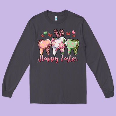 Happy Easter Dental Long Sleeve Tee Designed By Ranaportraitstore